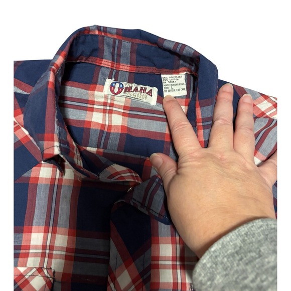 Omaha Jean Co Shirt Mens Large Vintage Pearl Snap Americana - Picture 2 of 3